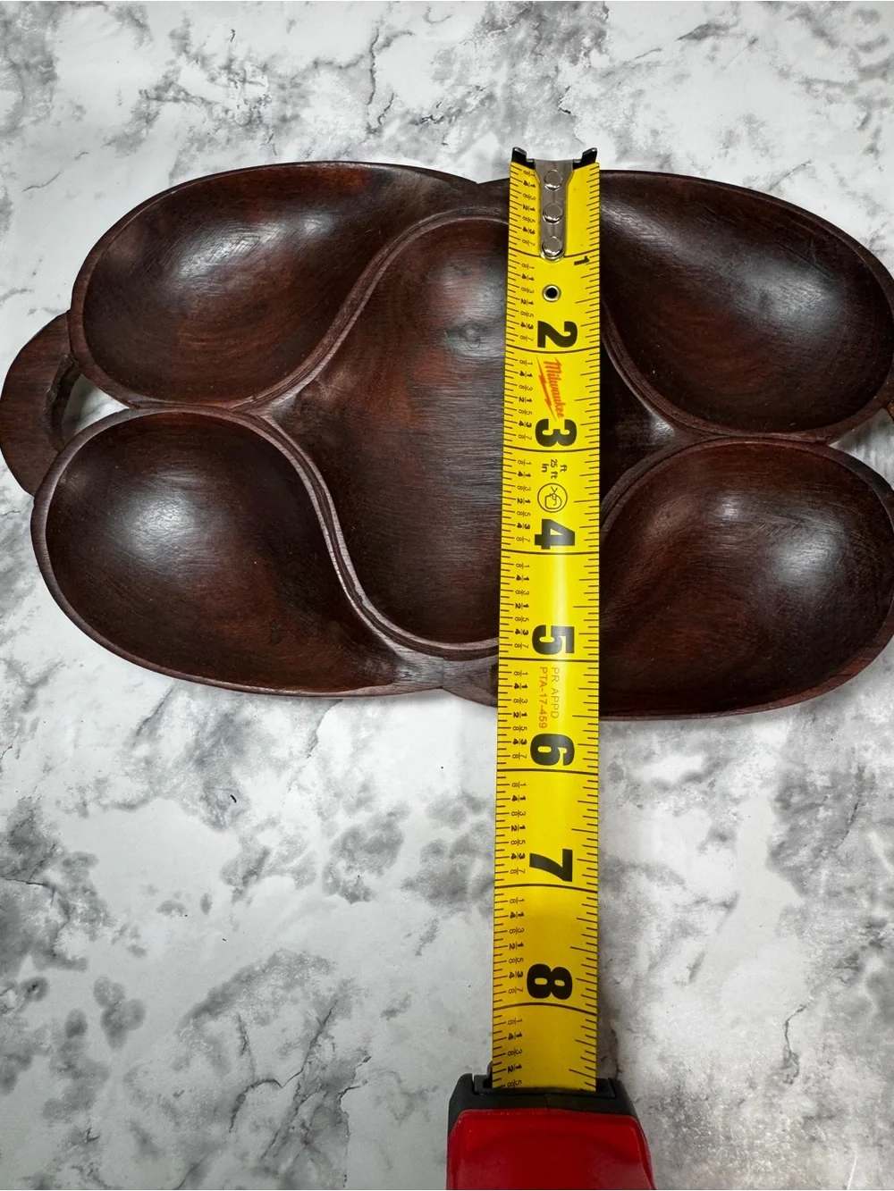 Lot of 2 Monkey Pod Light/Dark Wood Serving Bowls Tray